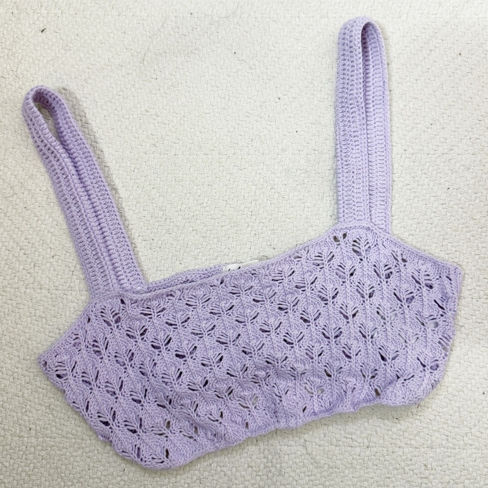 FOR LOVE & LEMONS light purple Charlotte crochet bralette crop top EXTRA SMALL